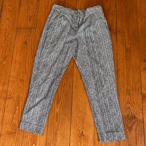 DKNY Black and White Striped Cropped Slim Leg Dress Pants